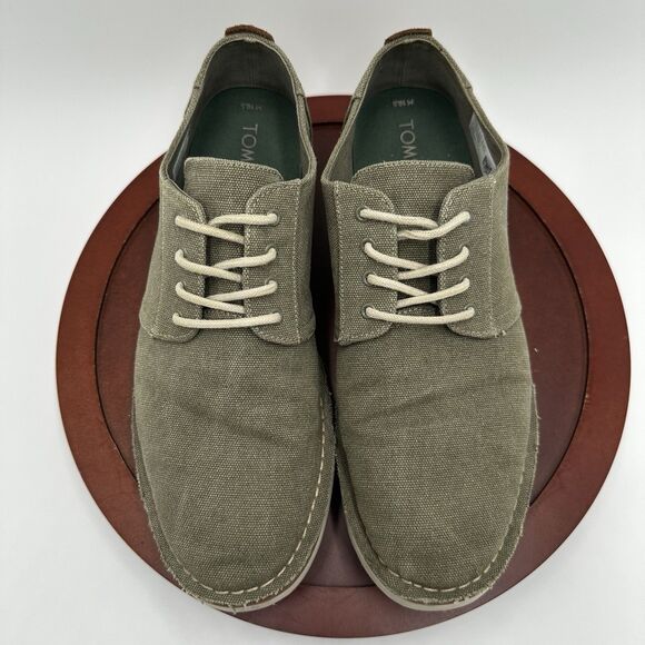 TOMS Preston Canvas Shoes  Men\'s 10.5 Laces Khaki Green Casual Everyday School main image 11